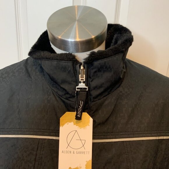 Spyder Black Reversible Faux Fur/Polyester Zip-Up Ski Vest Pockets, Size 8 - Picture 3 of 7